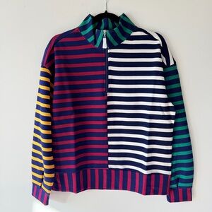 New ADDISON BAY Soft Luxe Varsity Quarter Zip Pullover SMALL $158 - will fit Med